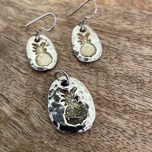 Pineapple Stamped Earring & Necklace Charm